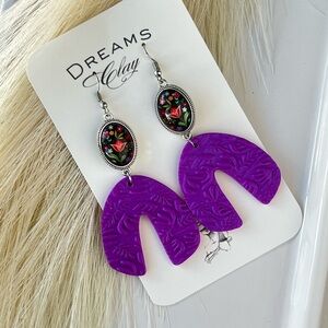 Purple Floral Dangle Earrings